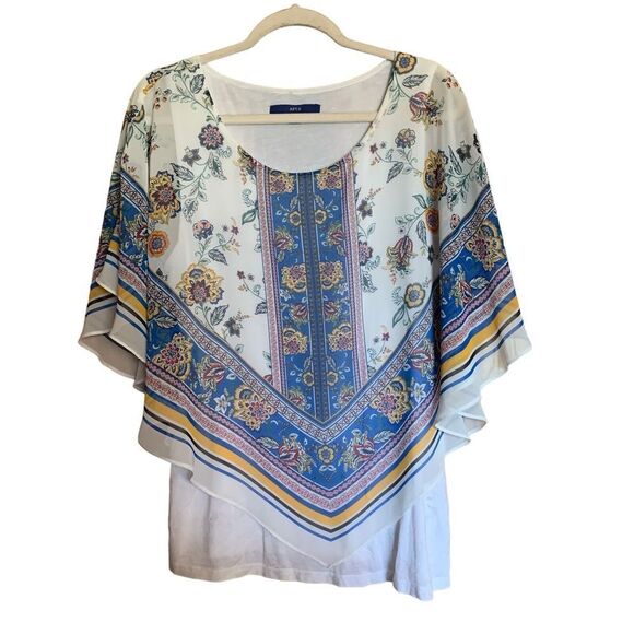 APT 9 Shirt Womens Extra Large XL Multicolor Scarf Print Layered Blouse Ladies - Picture 1 of 7